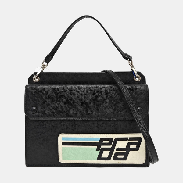 Saffiano Calfskin Shoulder Bag Black