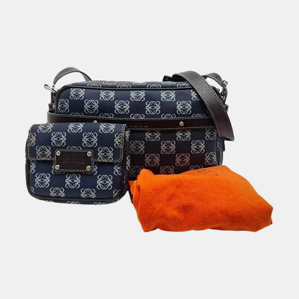 Coated Canvas Shoulder Bag Blue