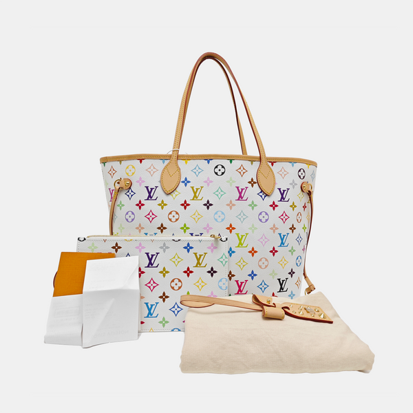 LV × TM NEVERFULL MM Monogram Coated Canvas White