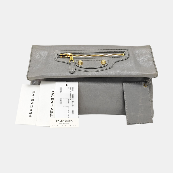 Classic Metallic Edge City Small Calfskin Gray