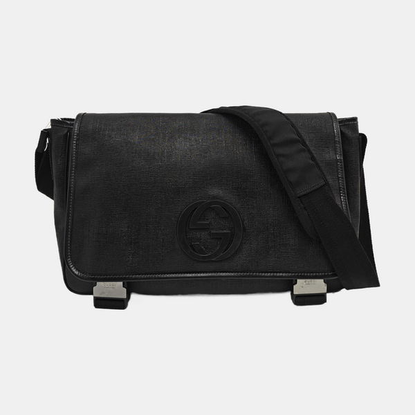 Coated Canvas Crossbody Bag Black