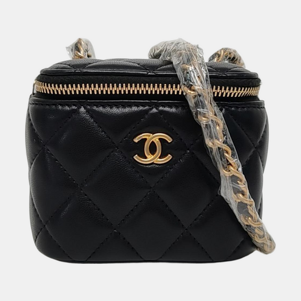 Authenticated pre-owned VANITY CASE Small Quilted Lambskin Black - Crossbody Bag at Looply