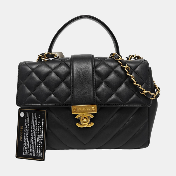 Quilted Calfskin Shoulder Bag Black