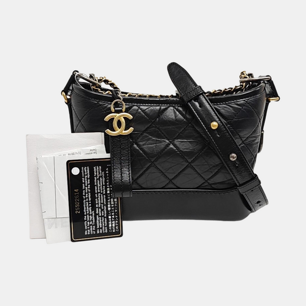 GABRIELLE Small Quilted Calfskin Black