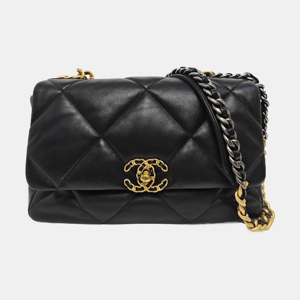 CHANEL 19 Large Quilted Lambskin Black