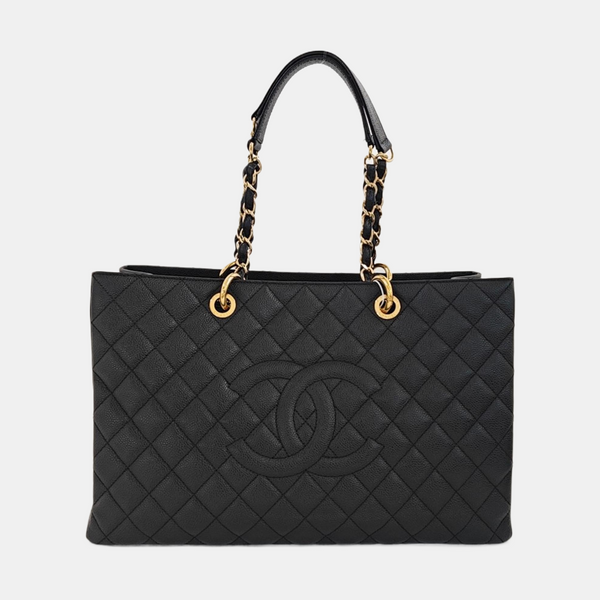 CHANEL GST Extra Large Quilted Grained Calfskin Black