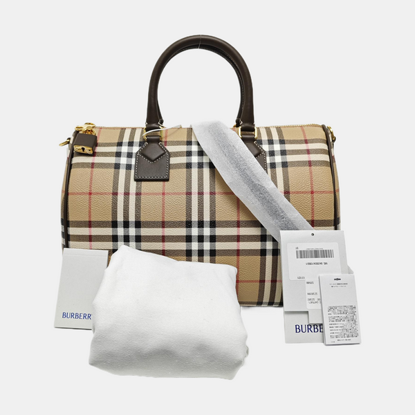 Coated Canvas Shoulder Bag Medium Beige