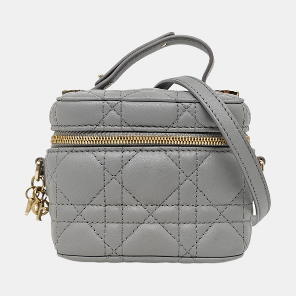 Vanity Lady Dior Super Mini Cannage Lambskin Gray