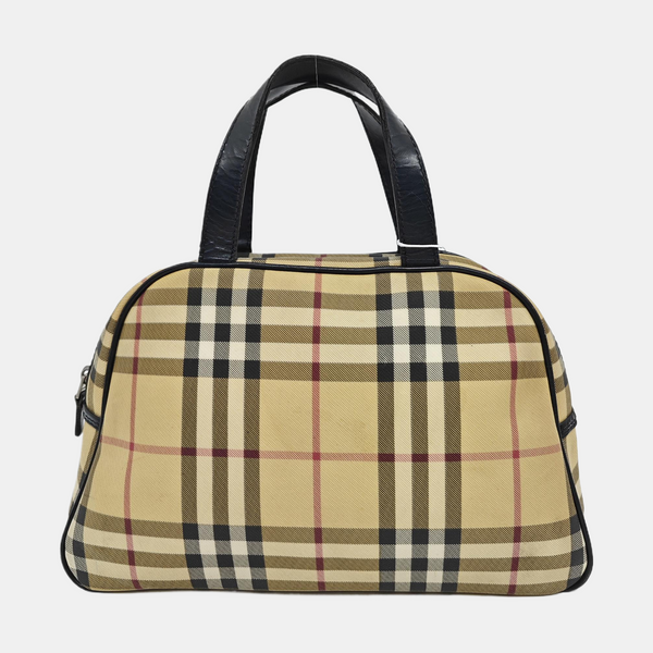 Coated Canvas Top Handle Bag Beige