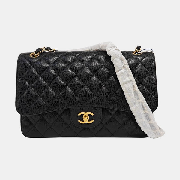 CLASSIC FLAP Jumbo Quilted Grained Calfskin Black