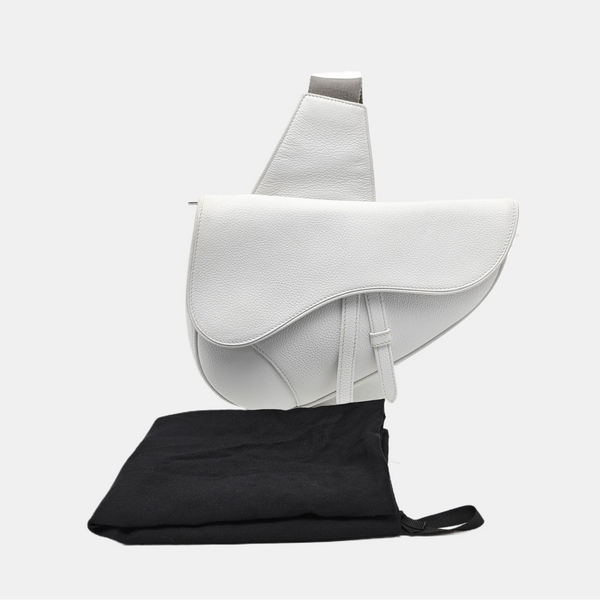 Authenticated pre-owned Saddle Medium Calfskin White - Crossbody Bag at Looply
