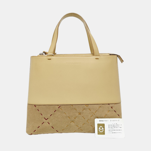 Leather Tote Bag Beige