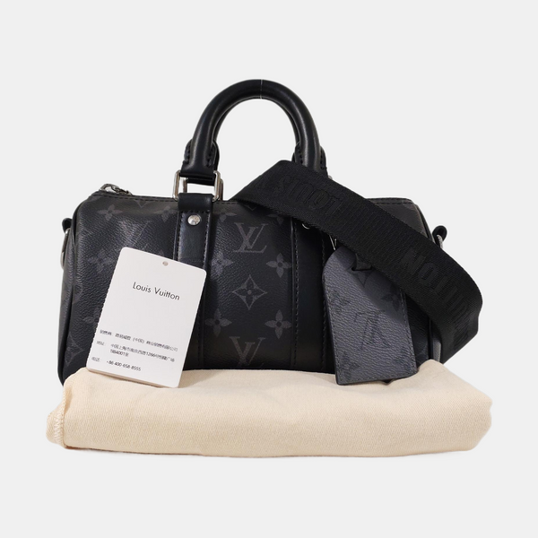 KEEPALL 25 Monogram Coated Canvas Black
