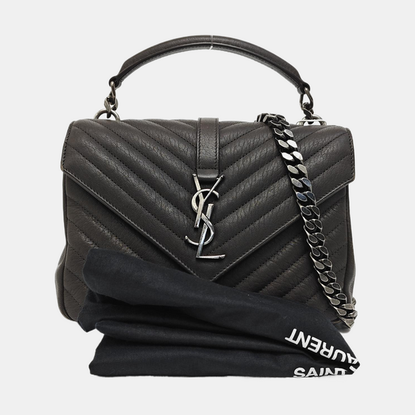 COLLEGE Medium Chevron Calfskin Gray
