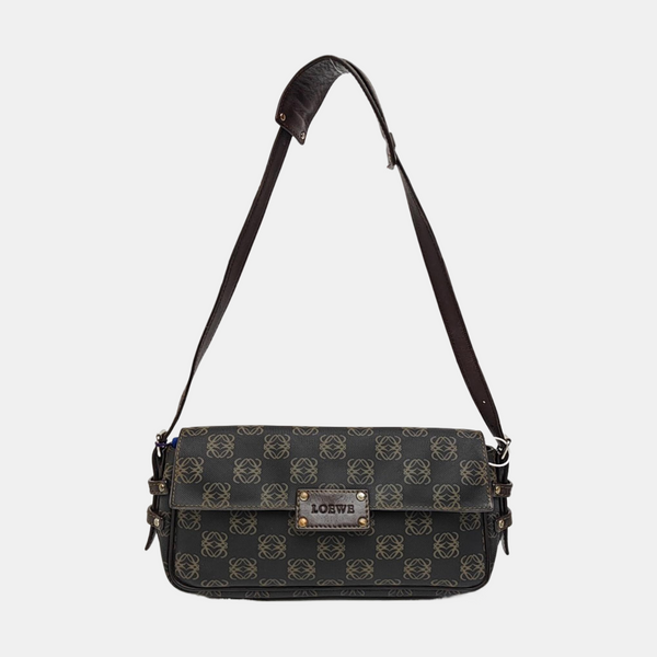 Monogram Coated Canvas Shoulder Bag Black