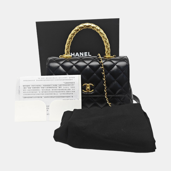 COCO HANDLE Small Quilted Calfskin Black