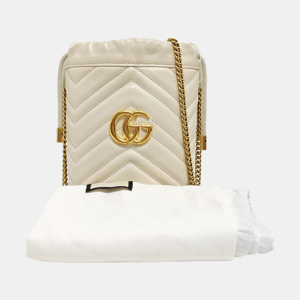 GG Marmont Mini Quilted Calfskin White