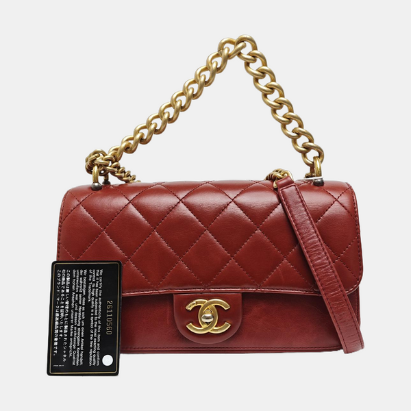 Quilted Calfskin Shoulder Bag Red