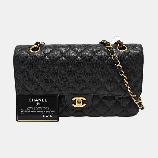 CLASSIC FLAP Medium Quilted Grained Calfskin Black