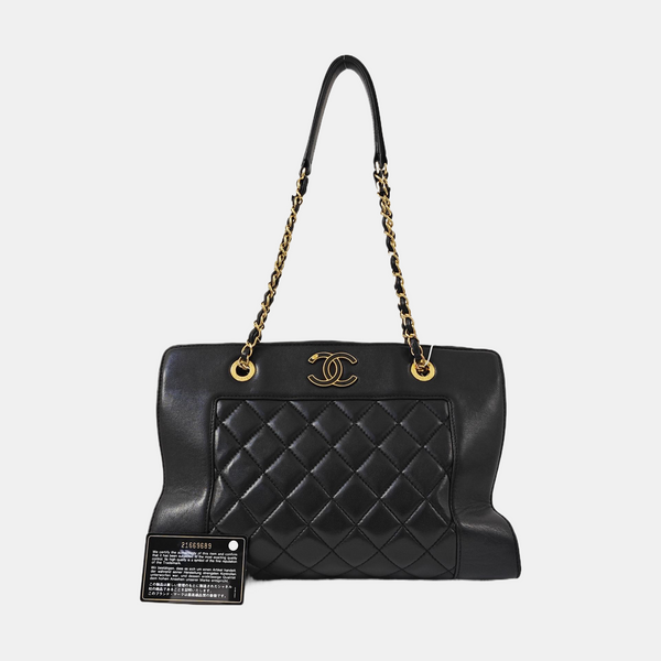 Quilted Lambskin Tote Bag Black