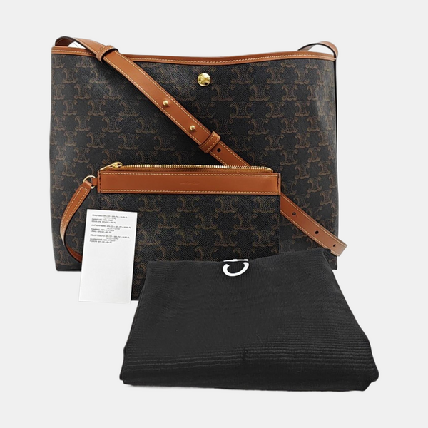 Coated Canvas Shoulder Bag Brown