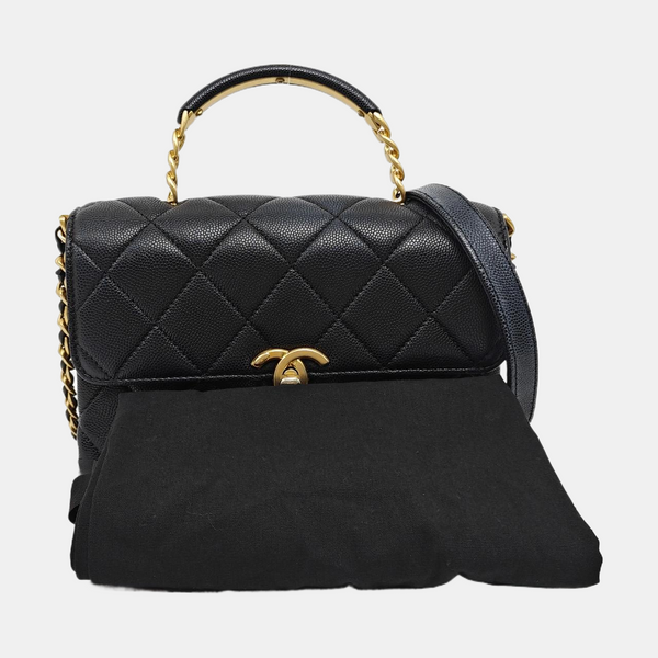 Carry Me Mini Quilted Grained Calfskin Black