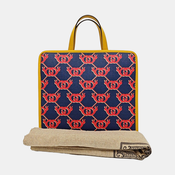 Monogram Coated Canvas Tote Bag Blue