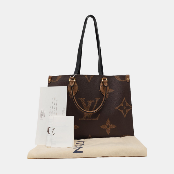 Authenticated pre-owned ONTHEGO MM Monogram Coated Canvas Brown - Tote Bag at Looply