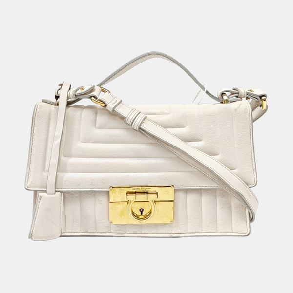 Gancino Quilted Calfskin White