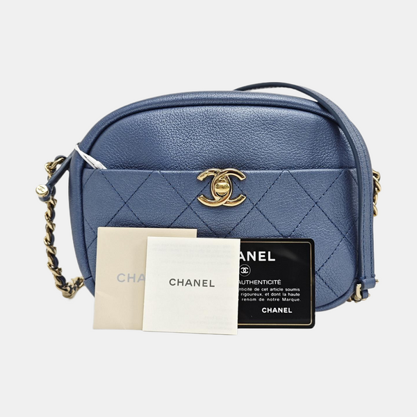 Quilted Lambskin Shoulder Bag Blue