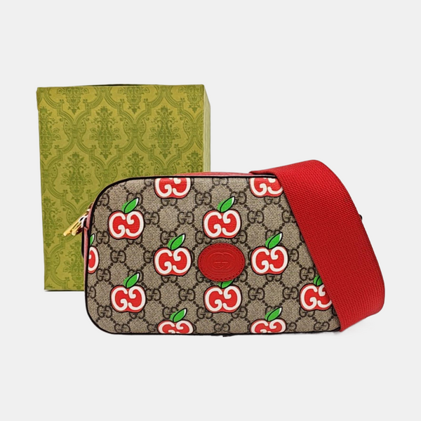 GG Supreme Small Monogram Coated Canvas Red