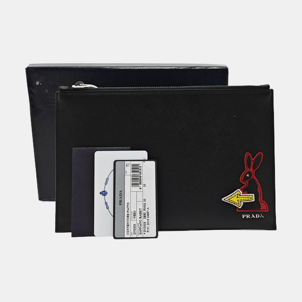 Saffiano Calfskin Clutch Black