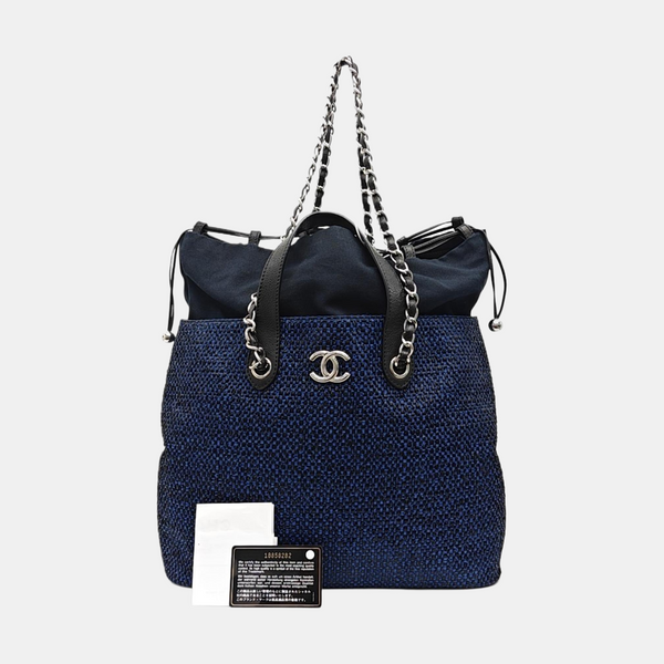 Straw Shoulder Bag Blue