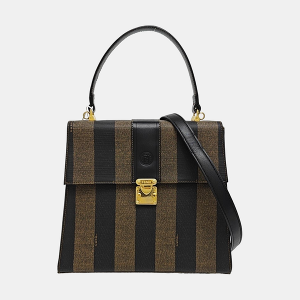 Coated Canvas Top Handle Bag Brown