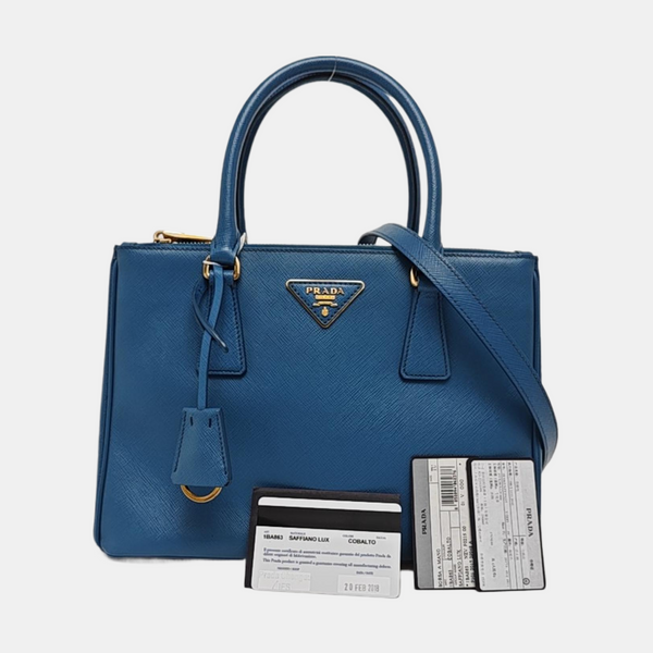 Authenticated pre-owned Galleria Saffiano Calfskin Blue - Shoulder Bag at Looply