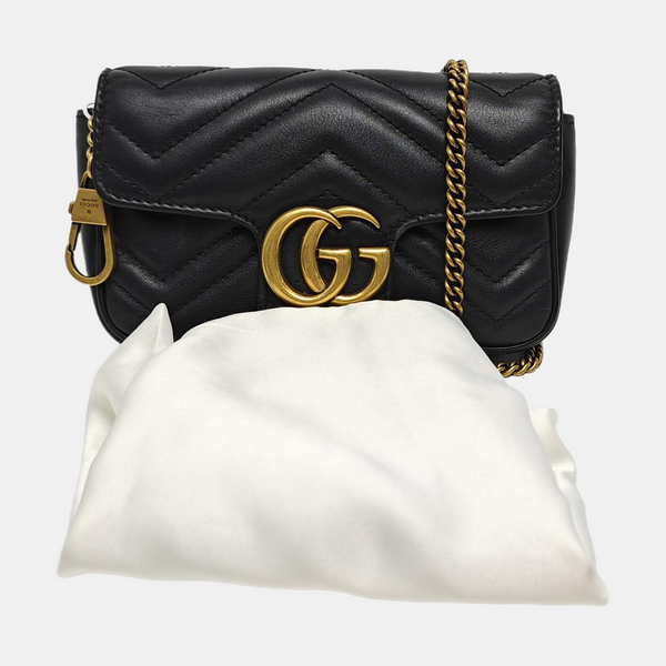 GG Marmont Mini Quilted Calfskin Black