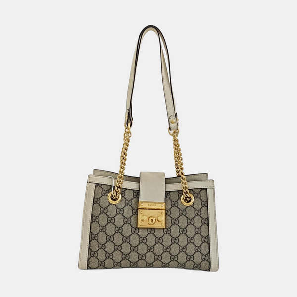 Padlock Small Monogram Coated Canvas Beige