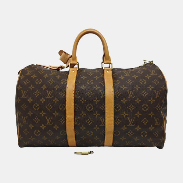 KEEPALL 45 Monogram Coated Canvas Brown