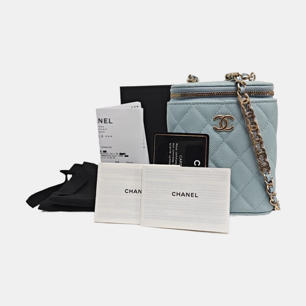 VANITY CASE Quilted Grained Calfskin Blue