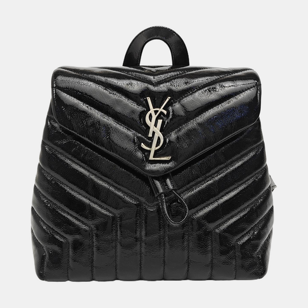 LOULOU Small Chevron Calfskin Black