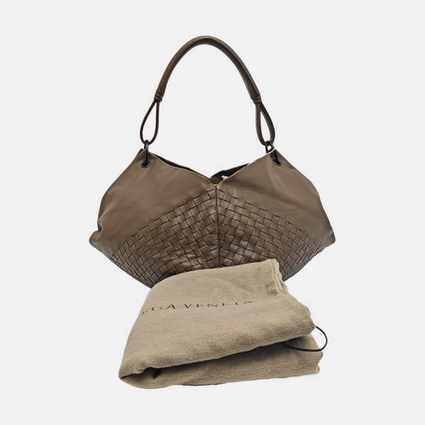 Lambskin Top Handle Bag Brown