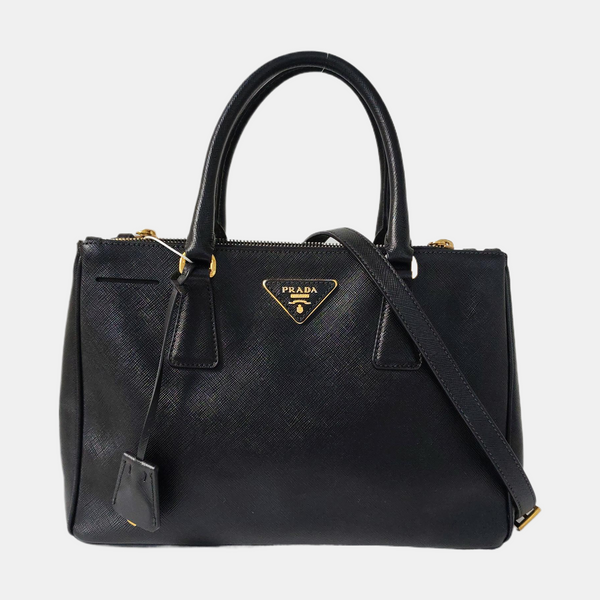 Galleria Large Saffiano Calfskin Black