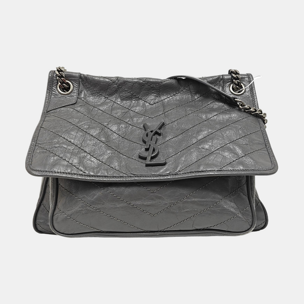 NIKI Large Quilted Calfskin Gray