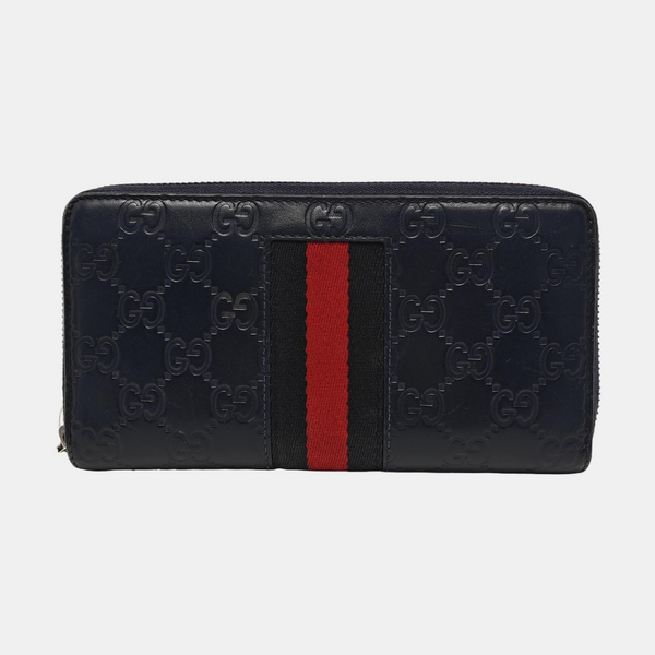 Signature Monogram Calfskin Blue Wallet