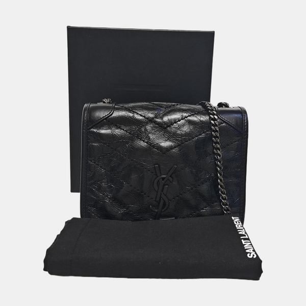 NIKI Mini Chevron Calfskin Black