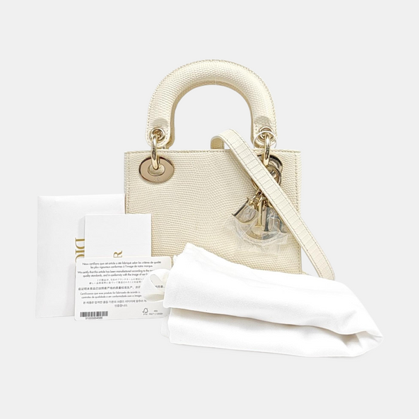 Lady Dior Mini Lizard White
