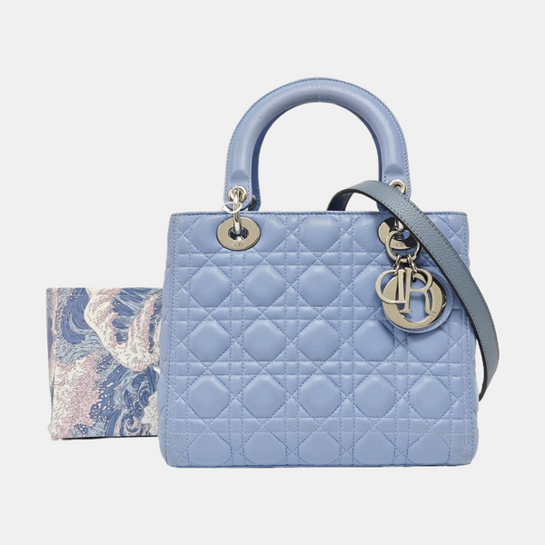 Lady Dior Medium Cannage Lambskin Blue