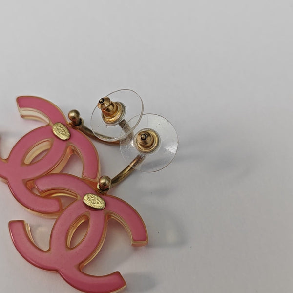 CC Logo Resin Red Stud Earrings