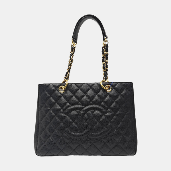 CHANEL GST Large Quilted Grained Calfskin Black