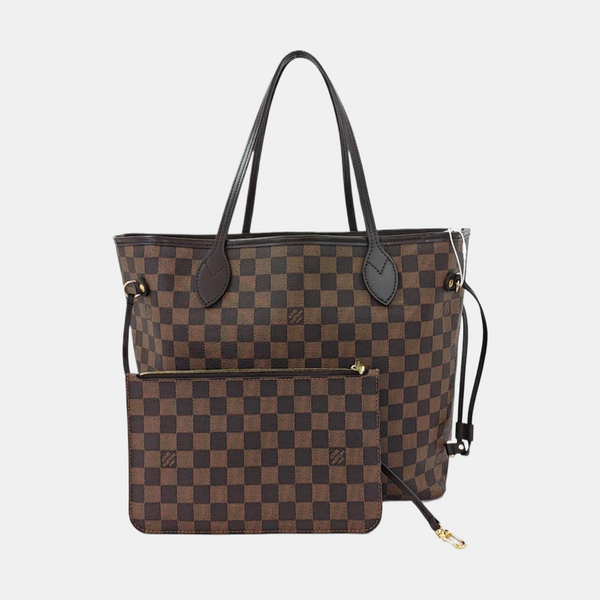 Authenticated pre-owned NEVERFULL MM Damier Ebene Coated Canvas Brown - Tote Bag at Looply